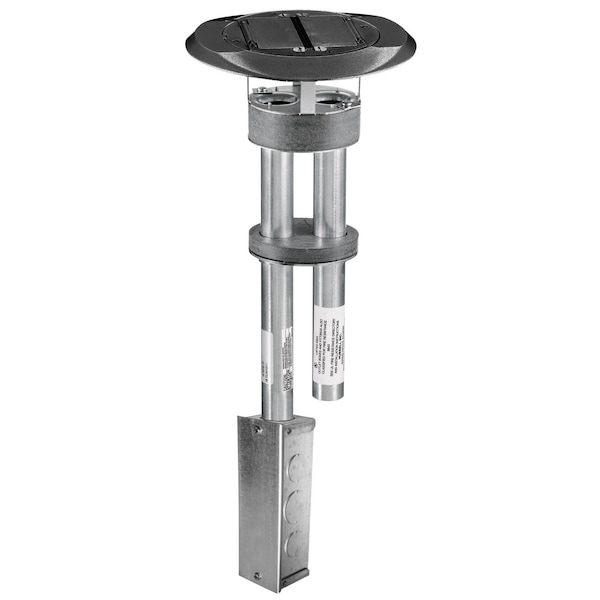 SystemOne, Fire-Rated Poke-Through, 1 Piece Unit, Dual StyleLine Decorator Openings, Junction Box, Cover with Black Finish
